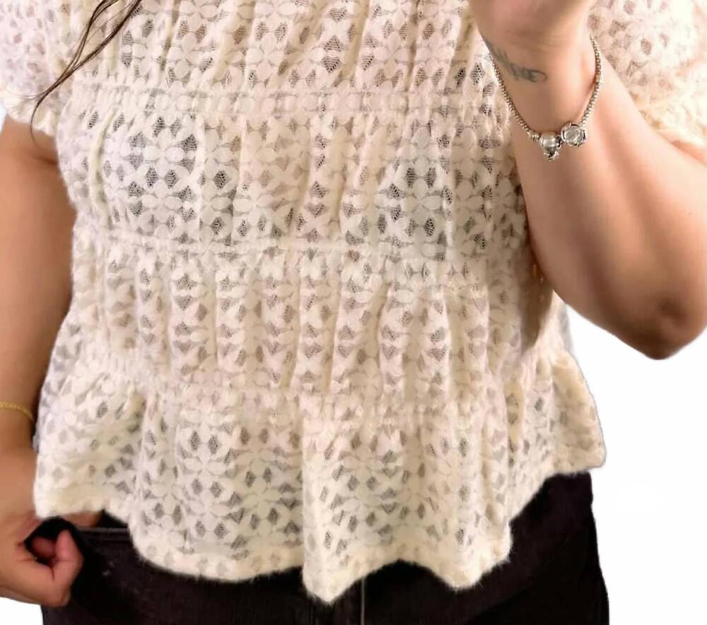NEW WHITE BIRCH lace peplum top in off white